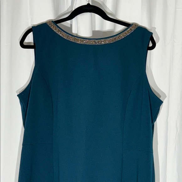 Maya Brooke Embellished Neck Sheath Midi Dress Women’s 18 Teal - Picture 4 of 8